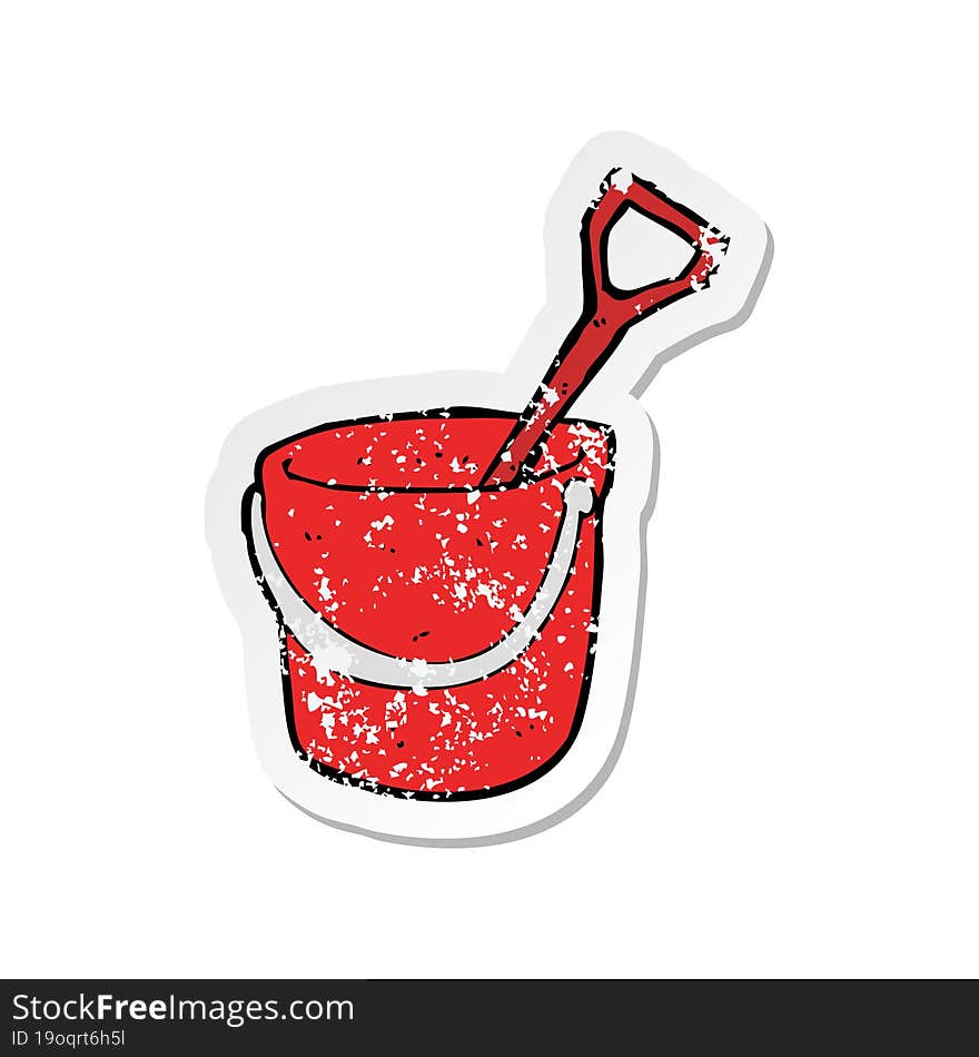 Retro Distressed Sticker Of A Cartoon Bucket And Spade