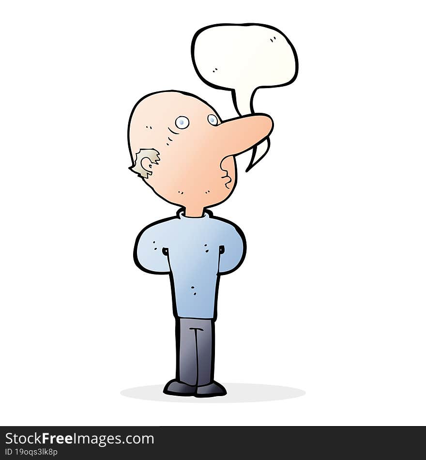 Cartoon Balding Man With Speech Bubble