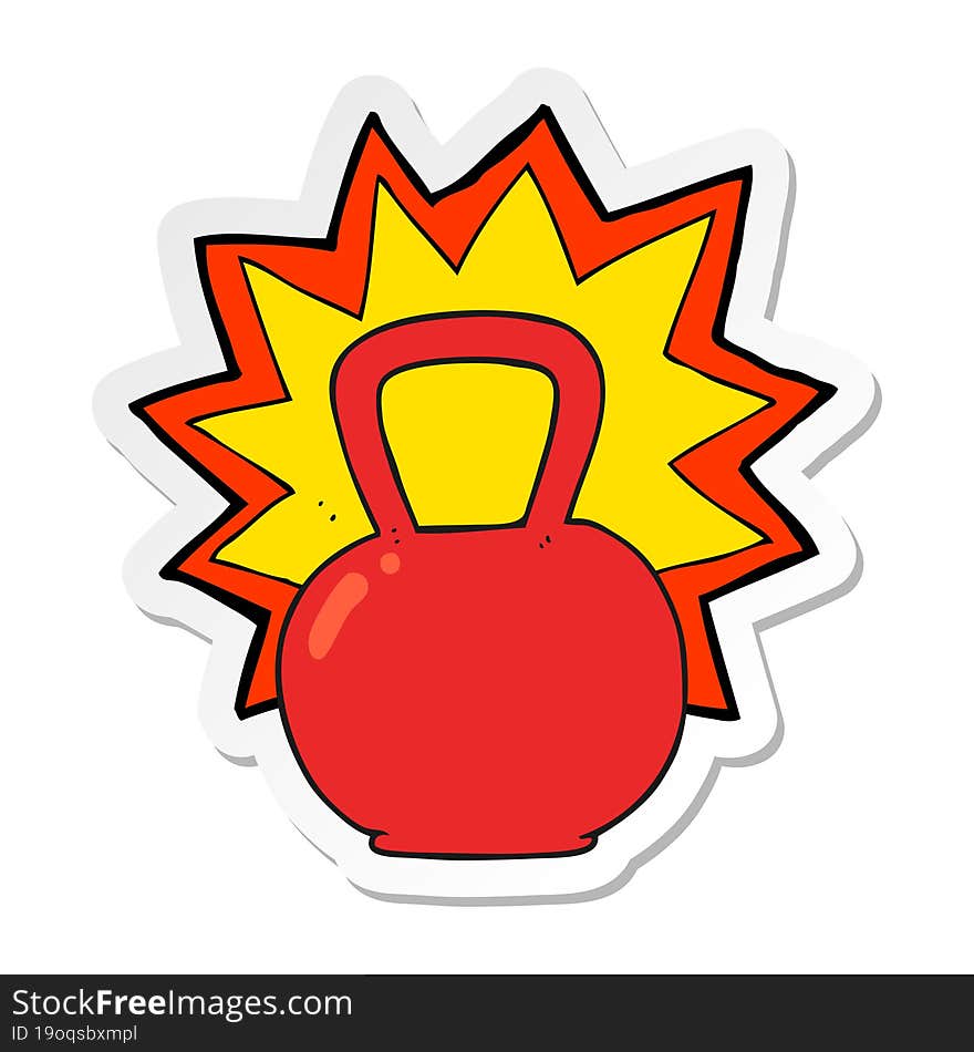 Sticker Of A Cartoon Kettle Bell