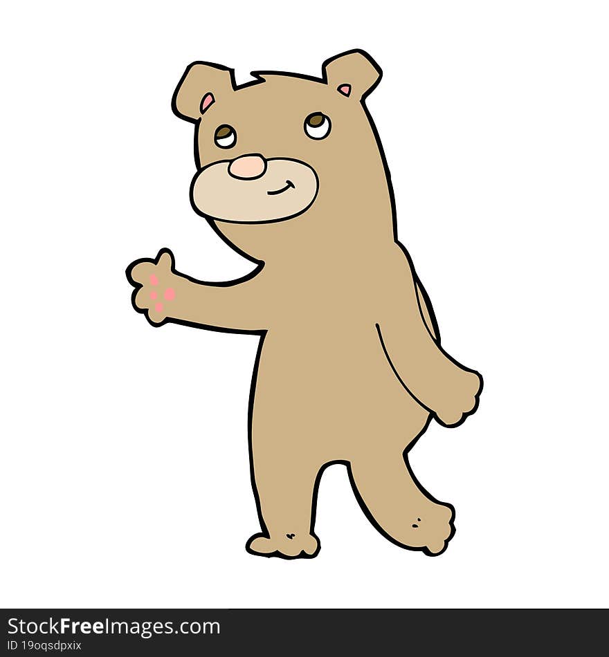 cartoon happy waving bear