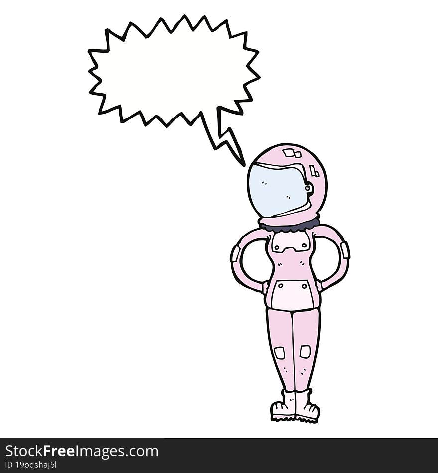 Cartoon Female Astronaut With Speech Bubble