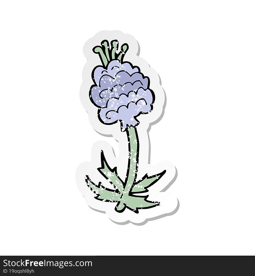 retro distressed sticker of a cartoon flower