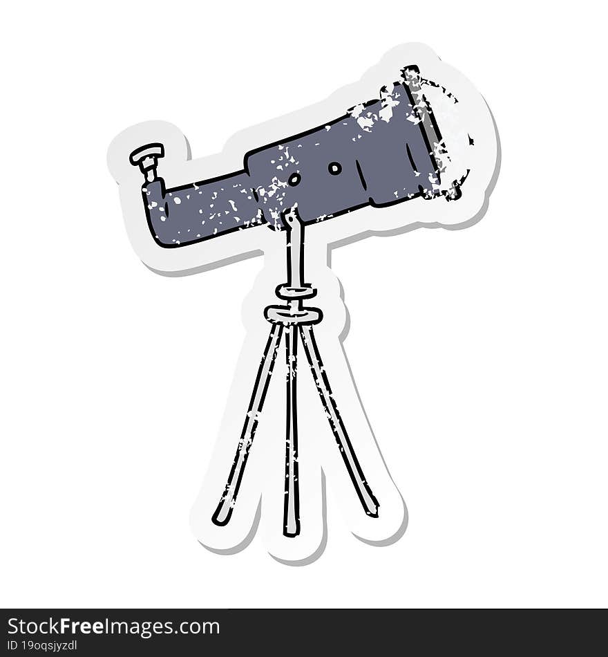 Distressed Sticker Cartoon Doodle Of A Large Telescope