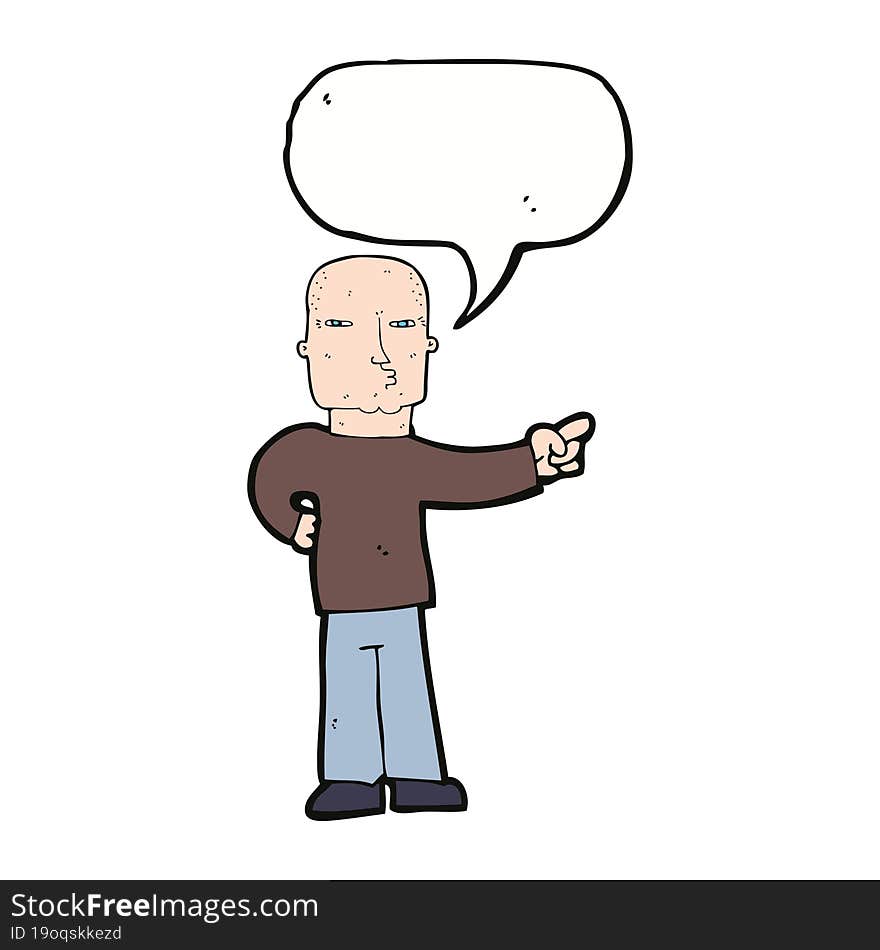 cartoon pointing man with speech bubble