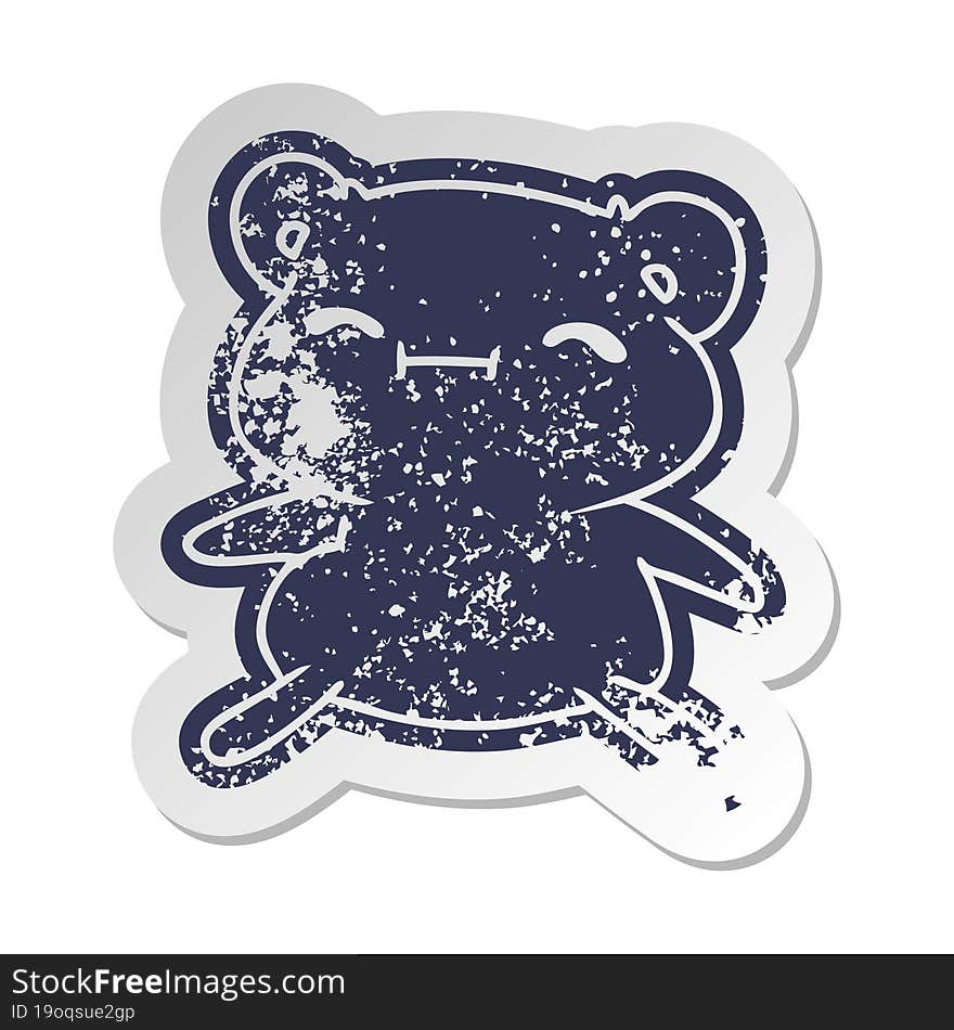 distressed old sticker kawaii cute teddy bear