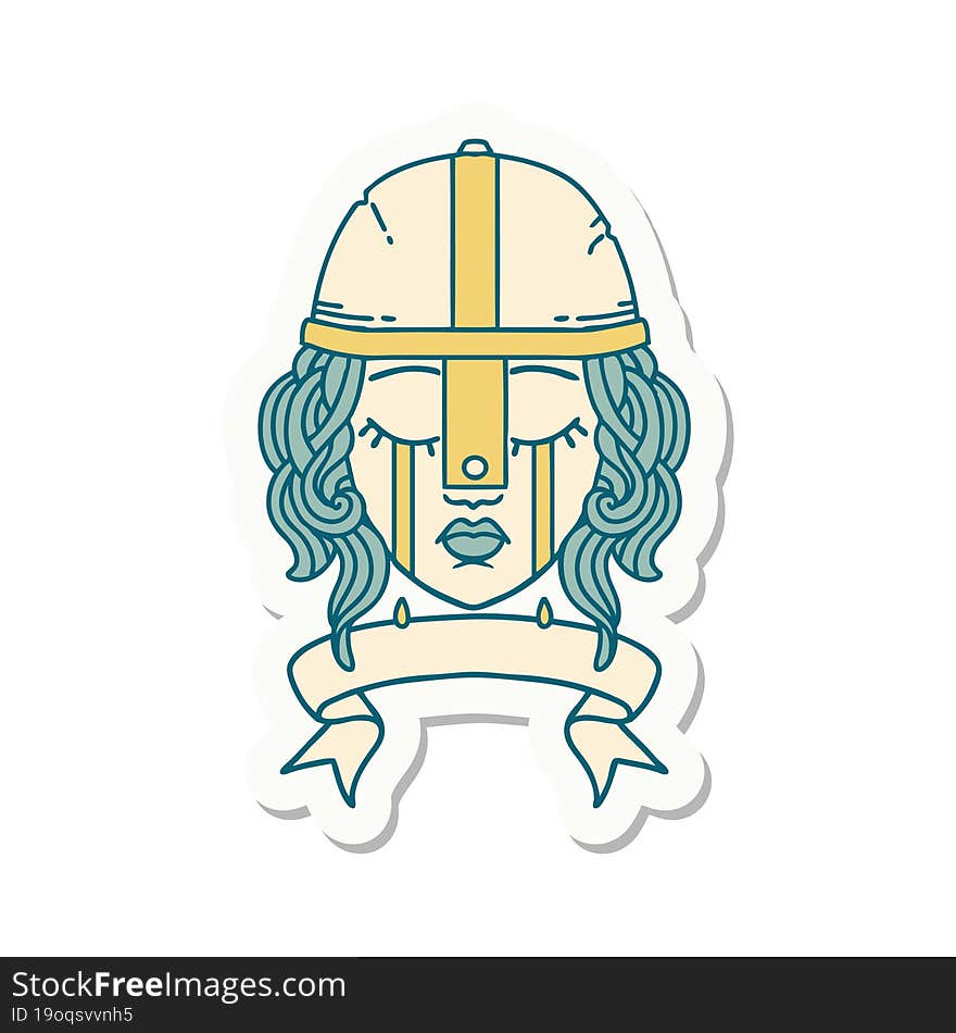 crying human fighter character with banner sticker