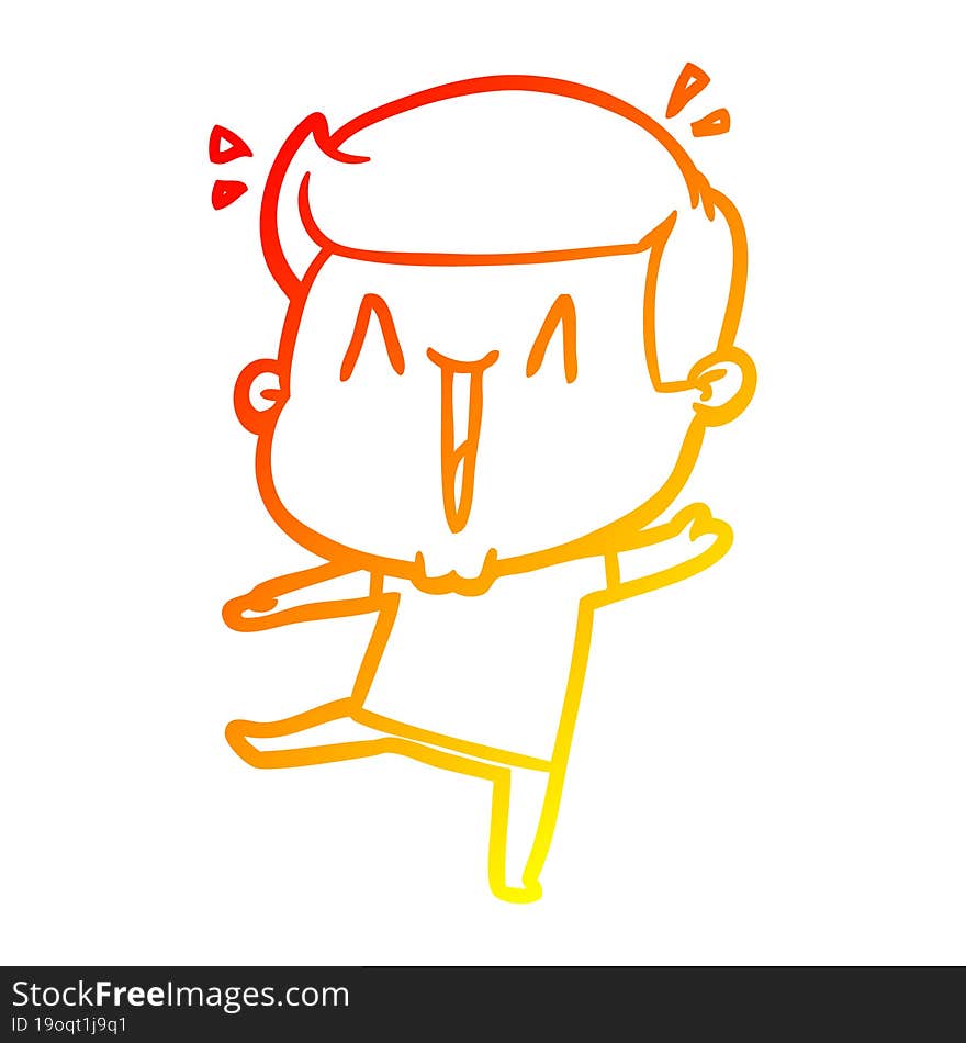 warm gradient line drawing cartoon excited man