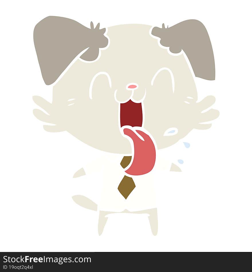 flat color style cartoon panting dog