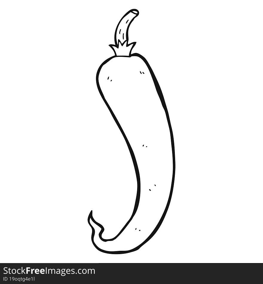 Black And White Cartoon Chilli Pepper