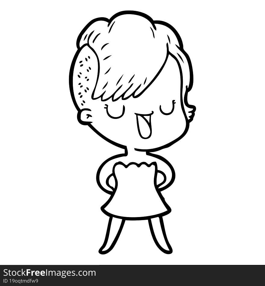 cute cartoon girl with hipster haircut. cute cartoon girl with hipster haircut