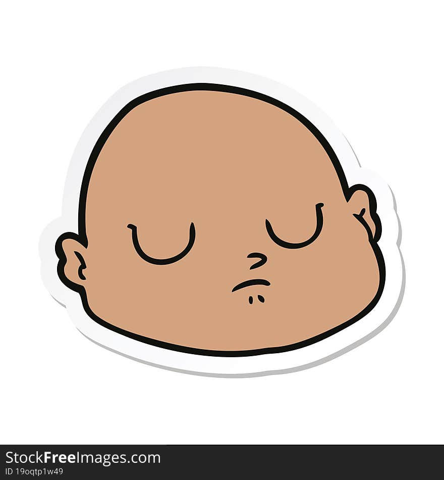 sticker of a cartoon bald man