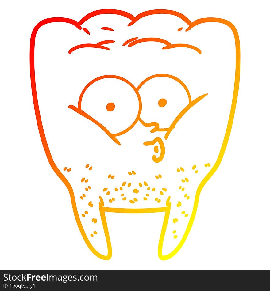 warm gradient line drawing cartoon whistling tooth