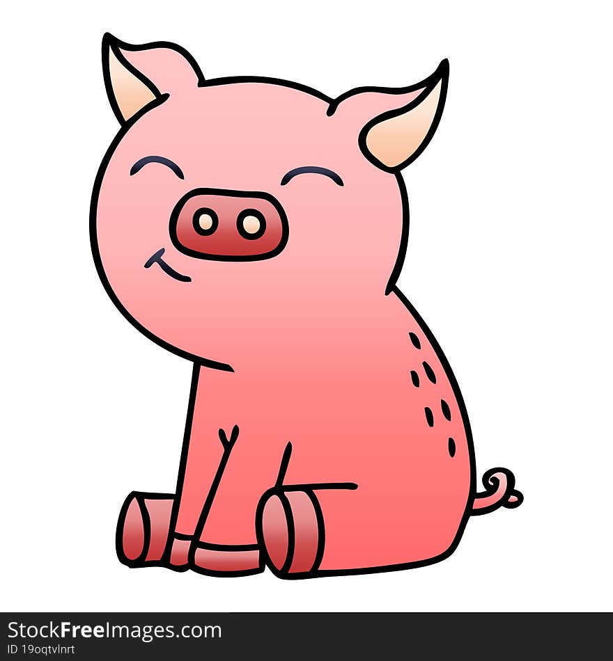 quirky gradient shaded cartoon pig