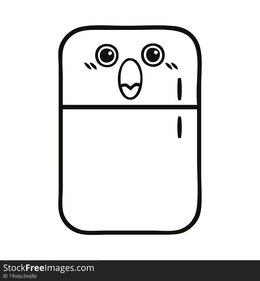 line drawing cartoon fridge freezer