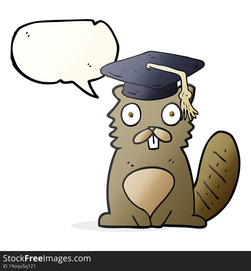 speech bubble cartoon beaver graduate