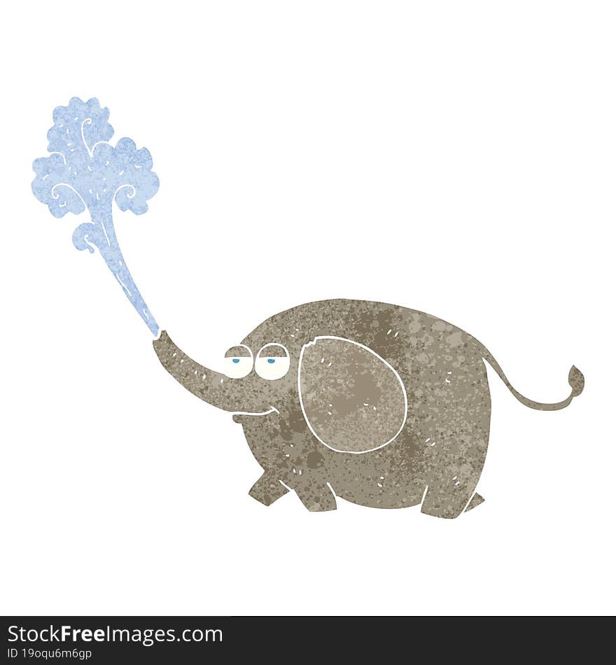 retro cartoon elephant squirting water