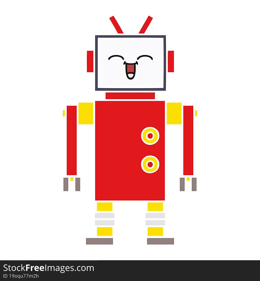 flat color retro cartoon of a robot