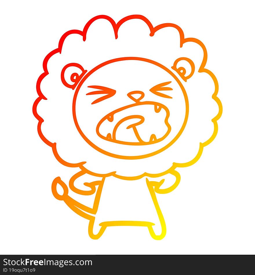 warm gradient line drawing cartoon angry lion