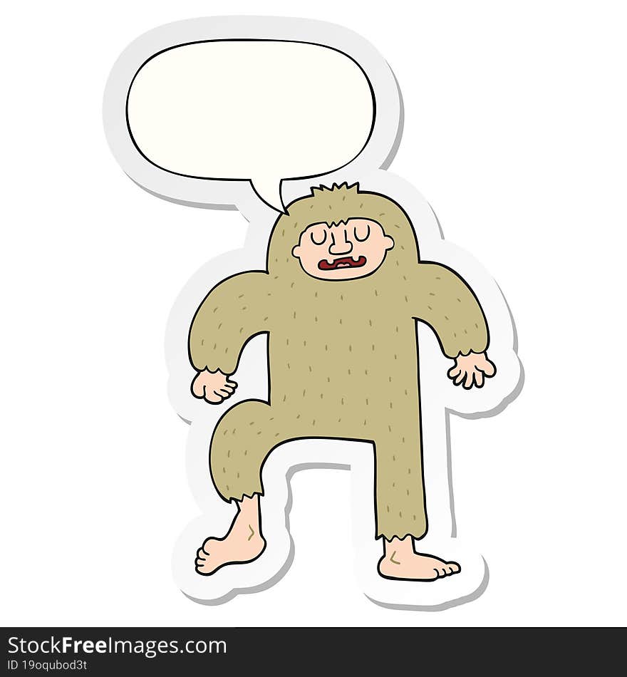 cartoon bigfoot and speech bubble sticker