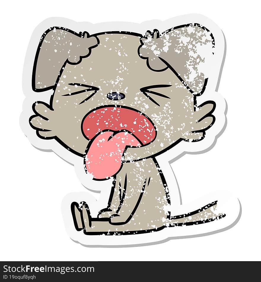 distressed sticker of a cartoon sitting dog