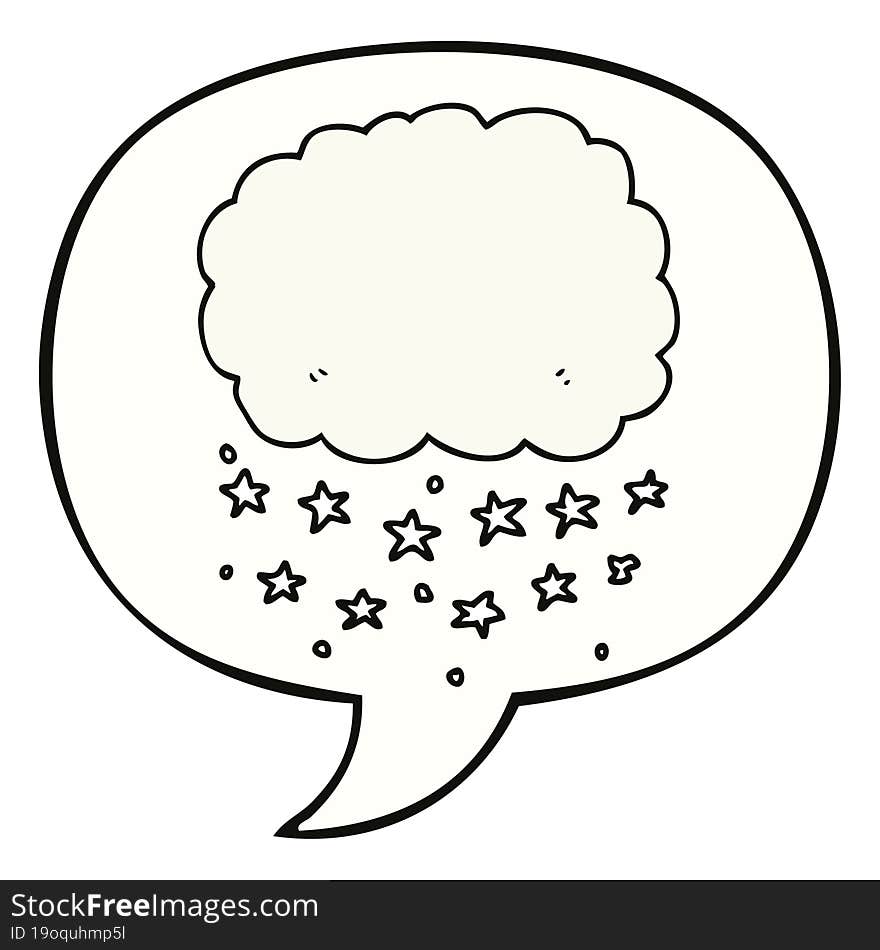 cartoon rain cloud and speech bubble