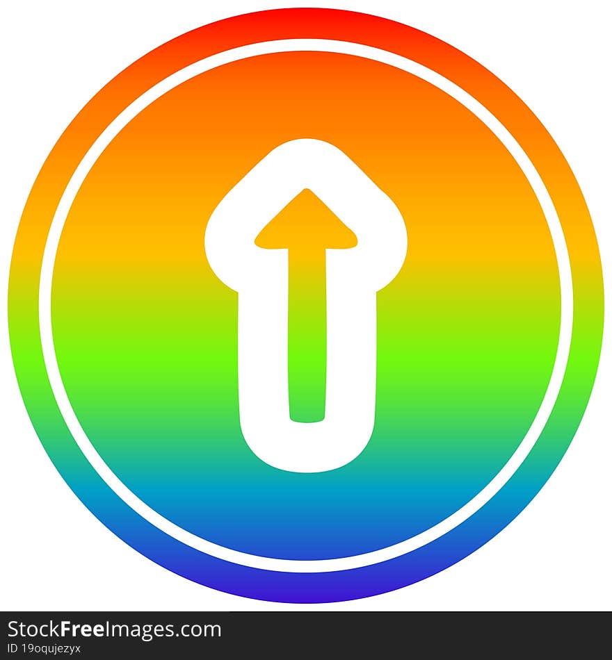 pointing arrow circular in rainbow spectrum