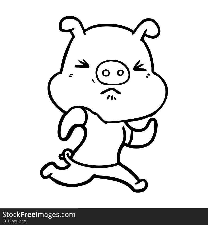 cartoon angry pig wearing tee shirt. cartoon angry pig wearing tee shirt