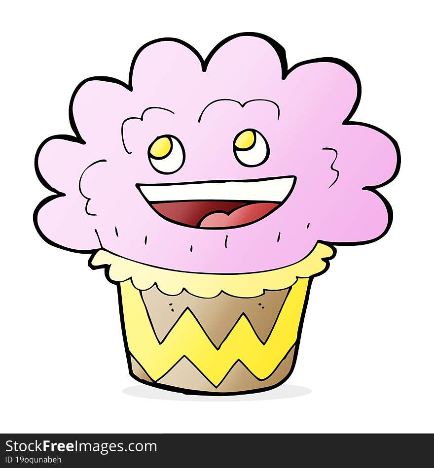 cartoon happy cupcake