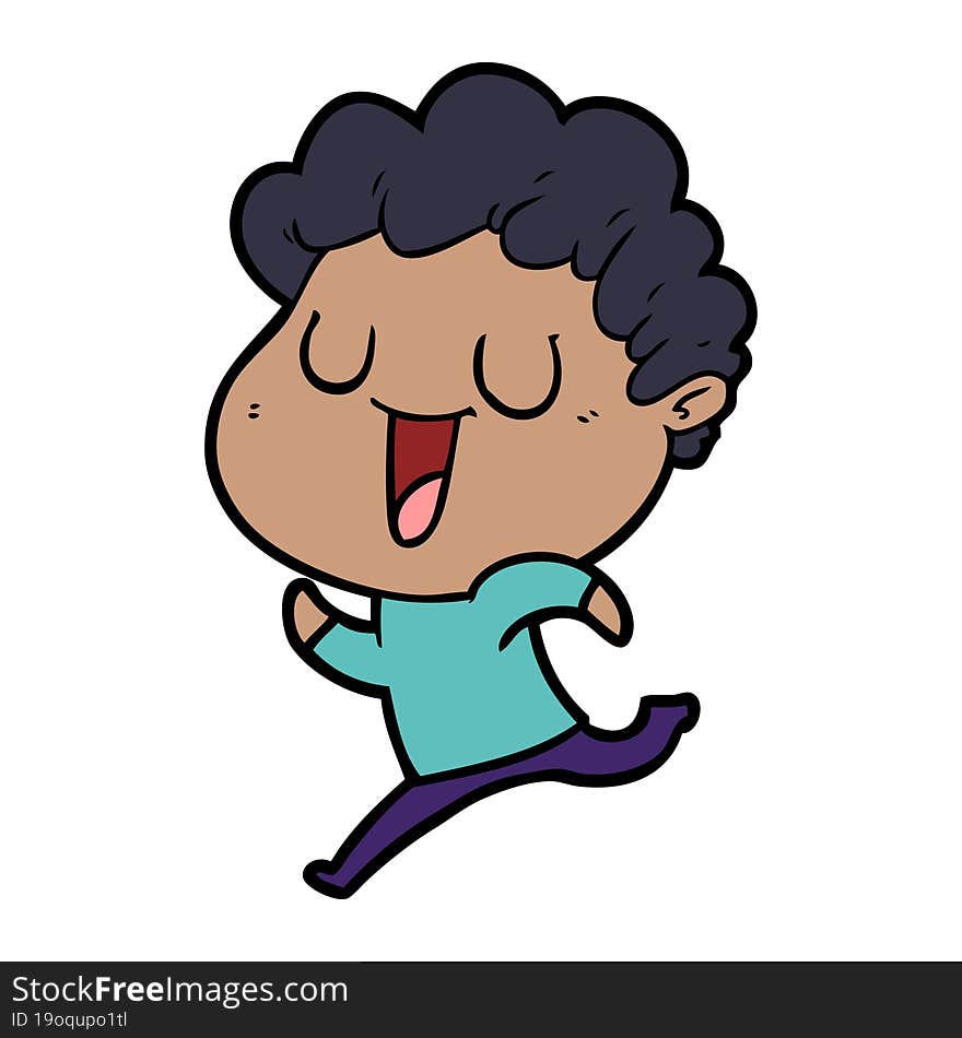 laughing cartoon man running. laughing cartoon man running