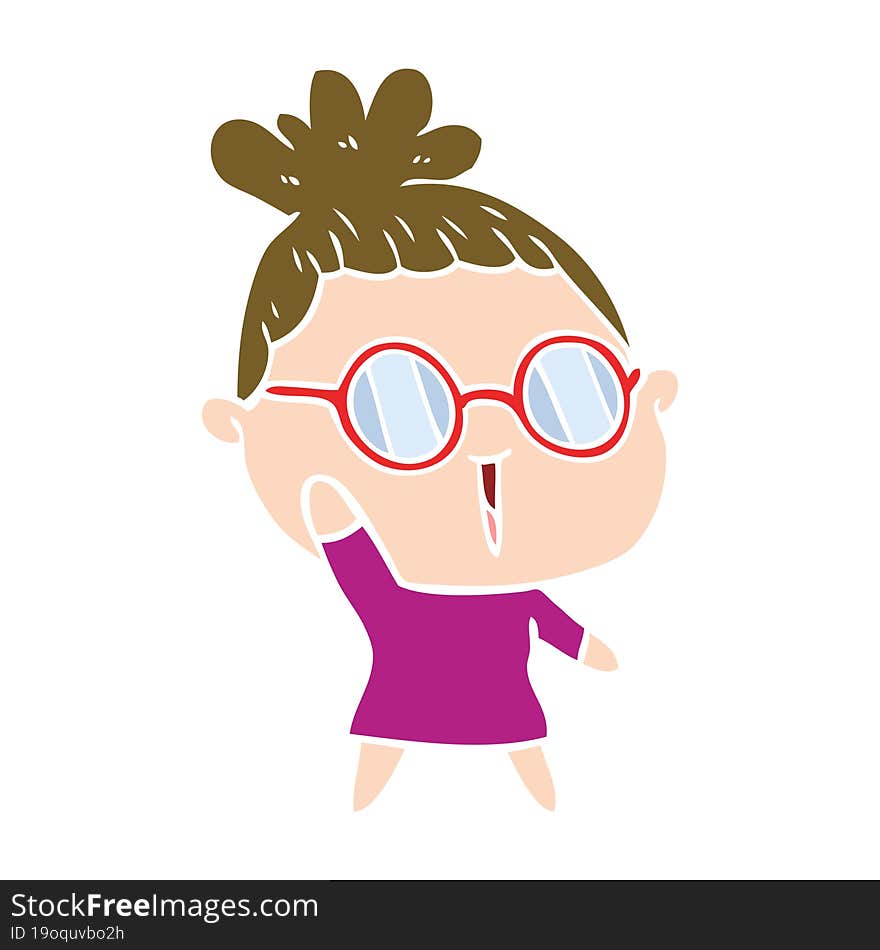 flat color style cartoon woman wearing spectacles