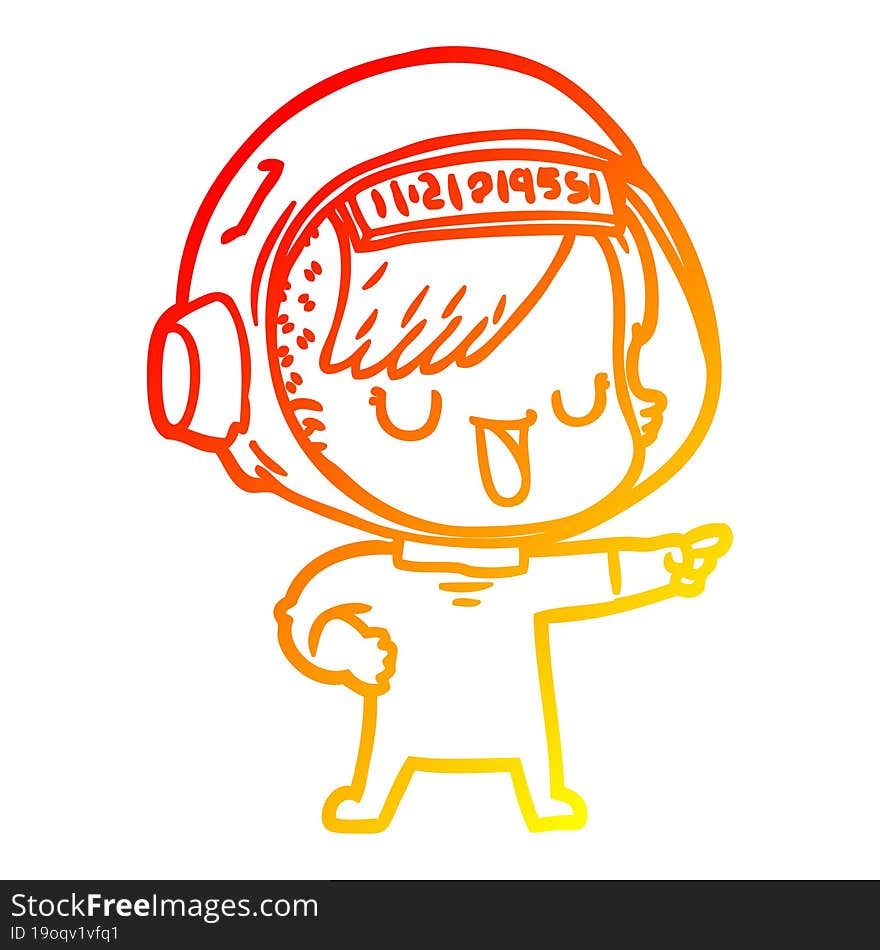 warm gradient line drawing cartoon astronaut woman