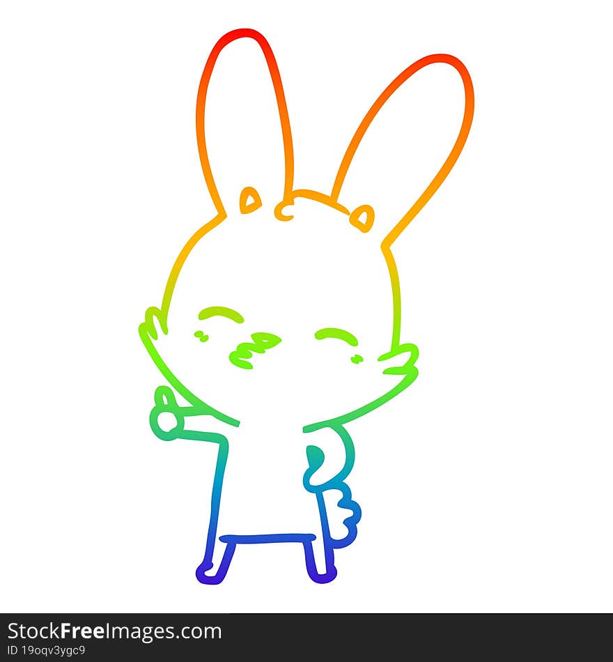 rainbow gradient line drawing curious bunny cartoon