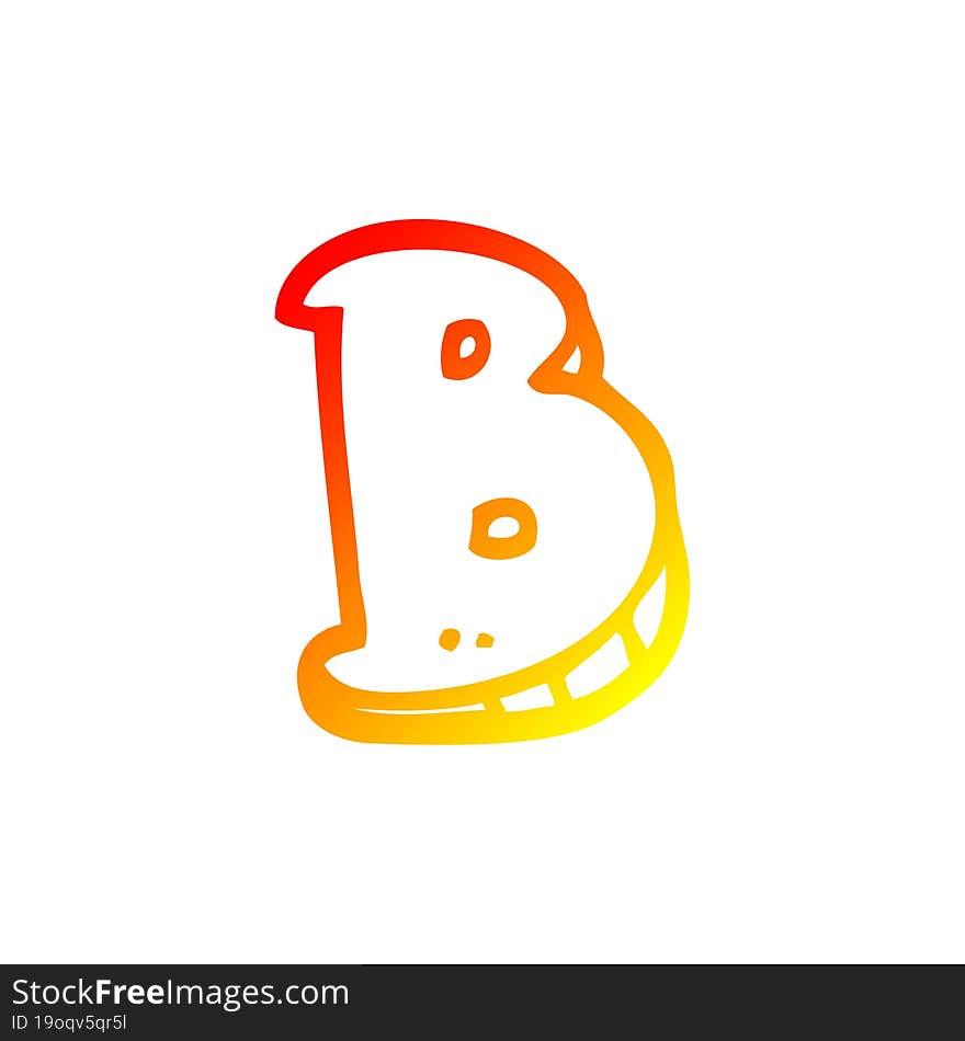 warm gradient line drawing of a cartoon letter b