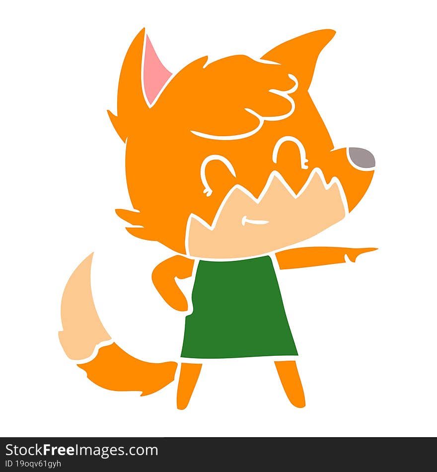 flat color style cartoon happy fox