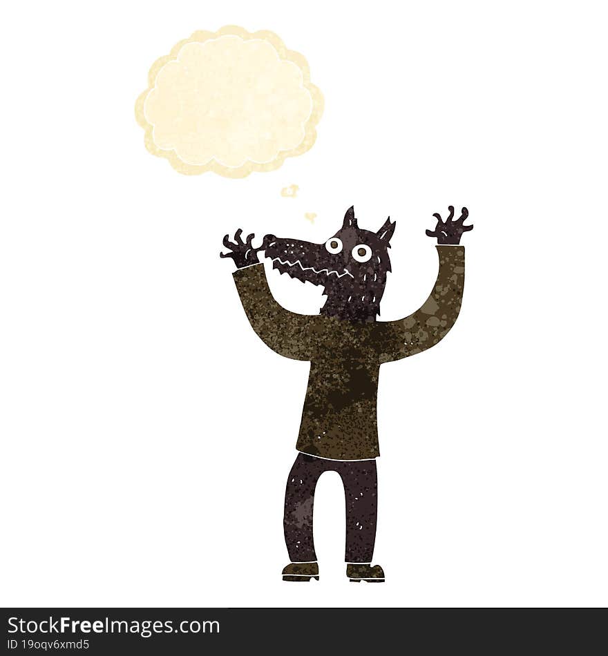 Cartoon Wolf Man With Thought Bubble