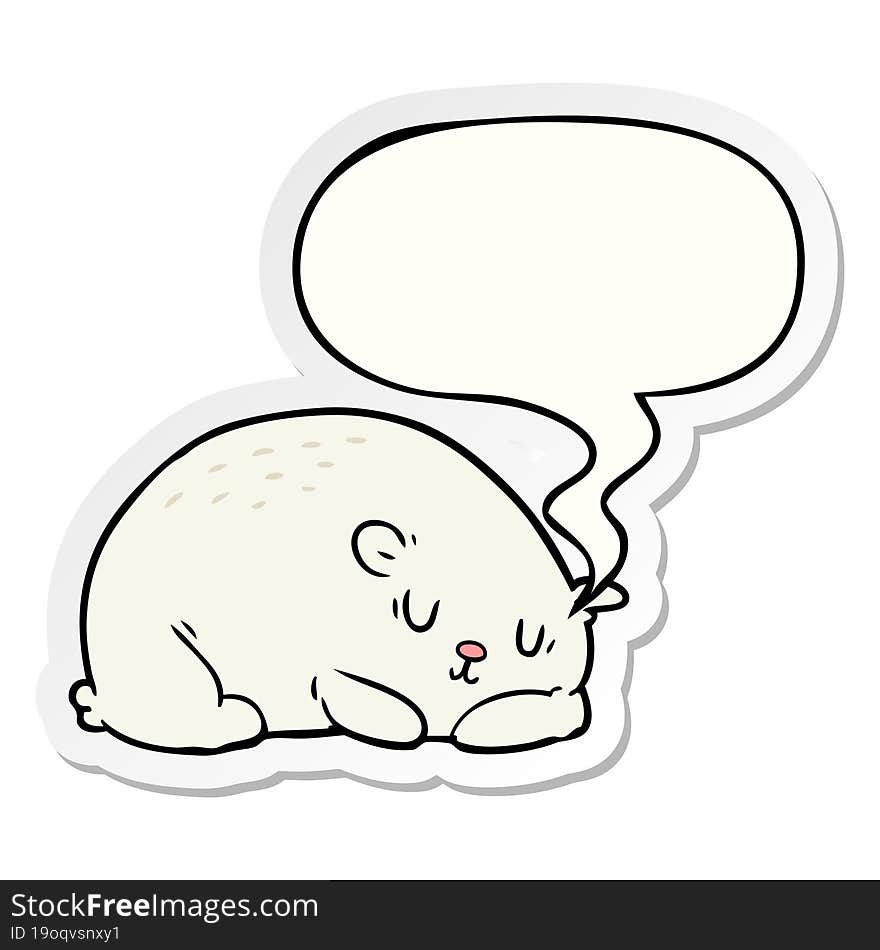 Cartoon Sleepy Polar Bear And Speech Bubble Sticker