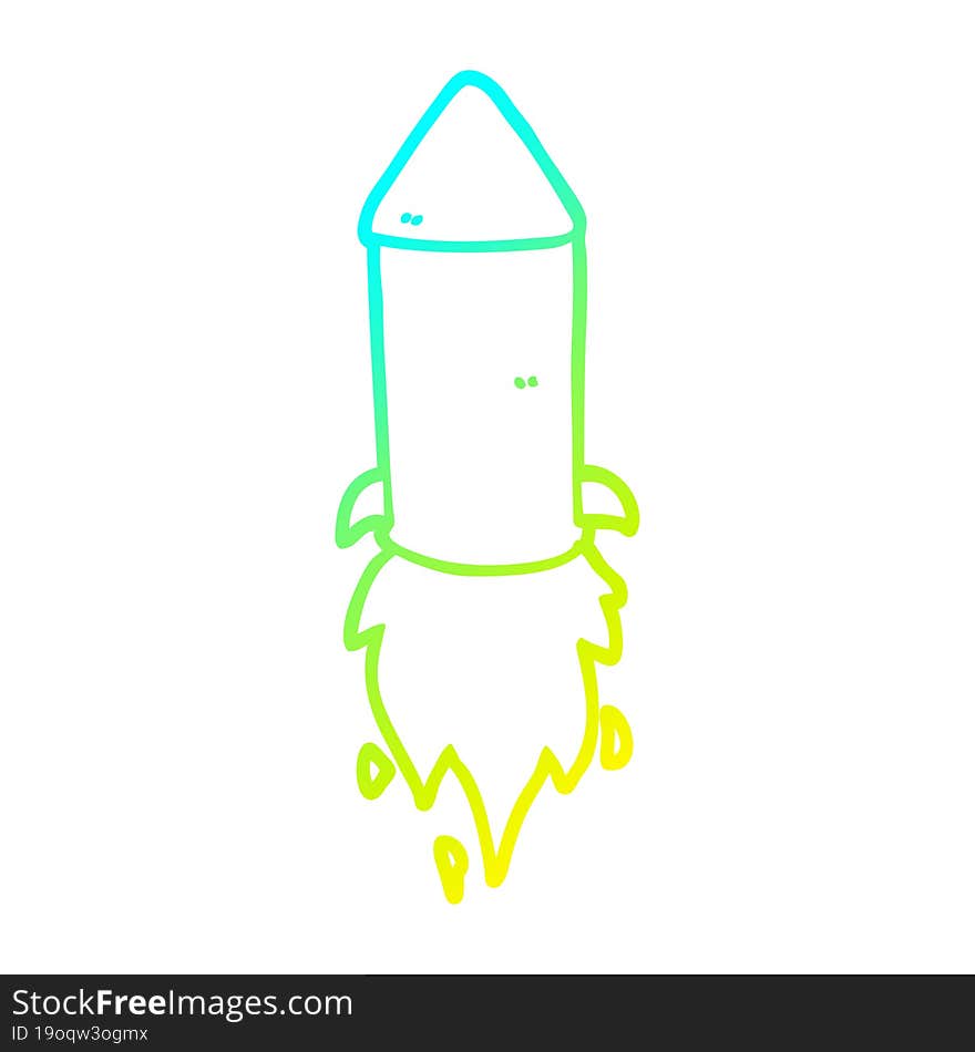 cold gradient line drawing cartoon rocket