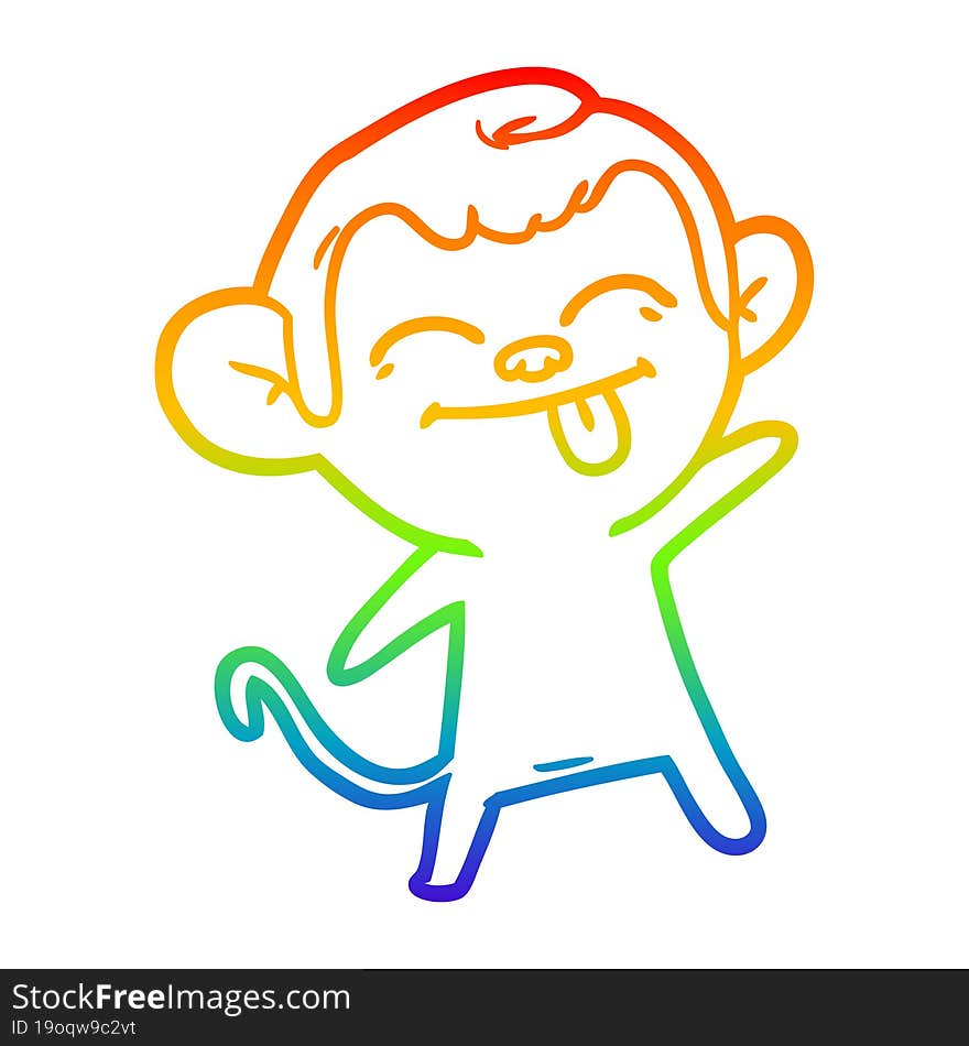 rainbow gradient line drawing funny cartoon monkey