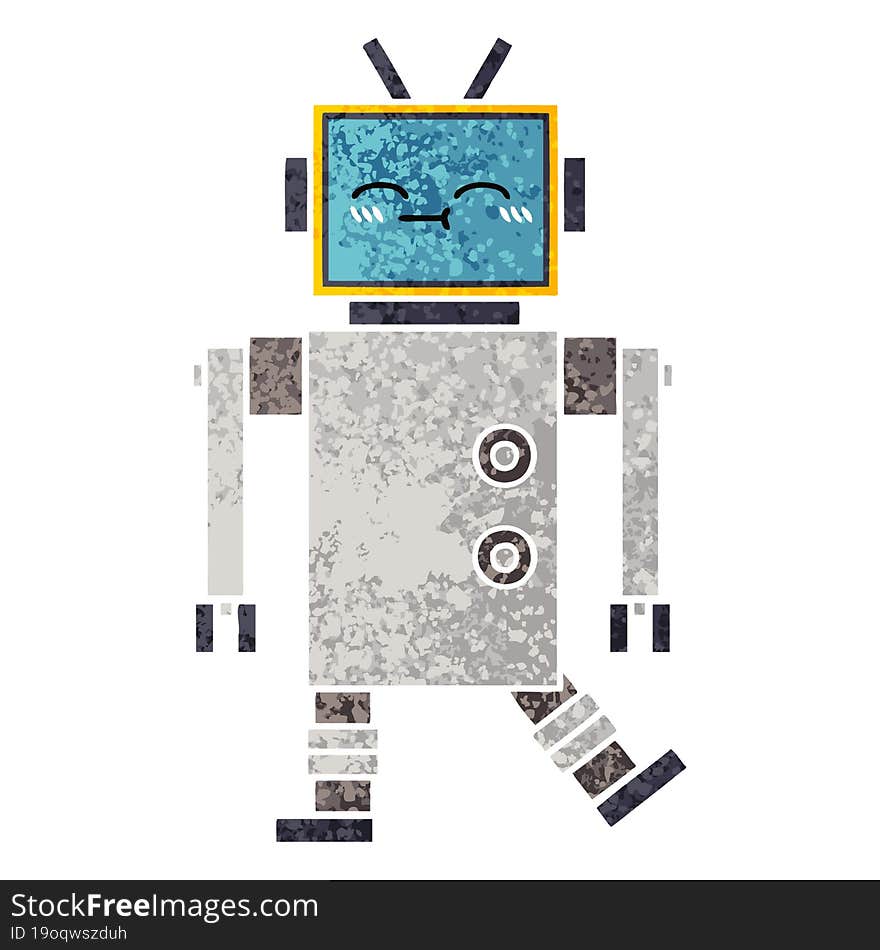 Retro Illustration Style Cartoon Robot