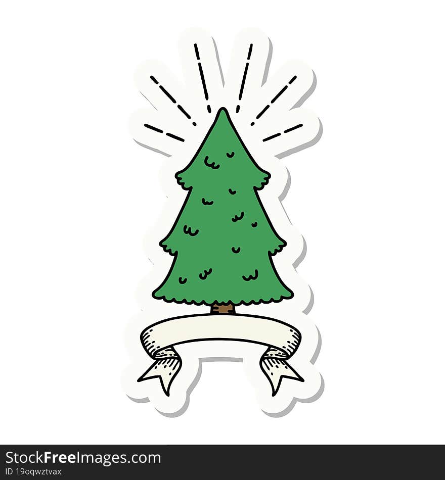 Sticker Of Tattoo Style Pine Tree