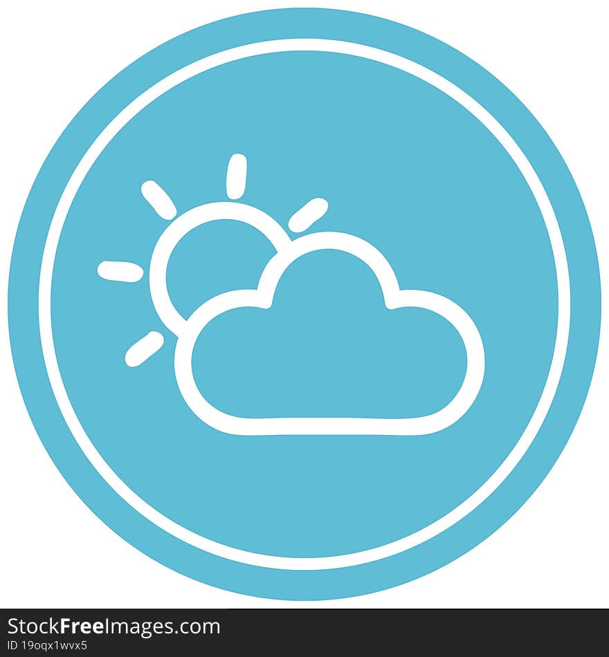 sun and cloud circular icon symbol