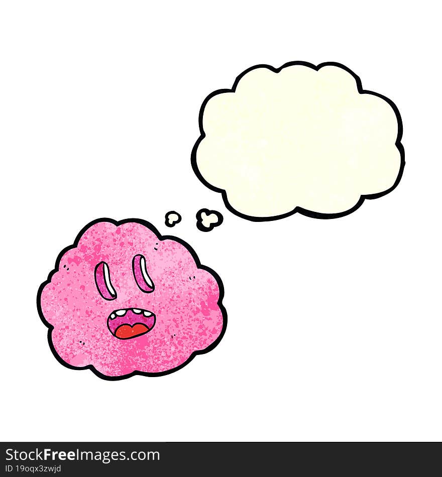 cartoon spooky cloud with thought bubble