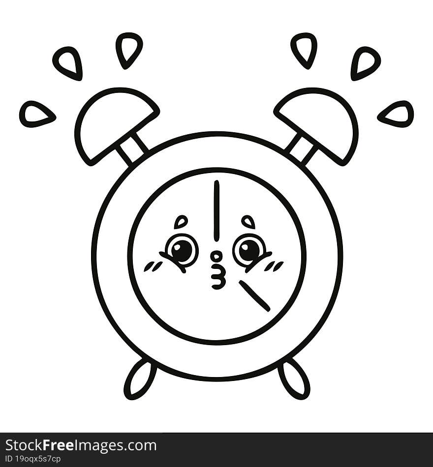 Line Drawing Cartoon Alarm Clock