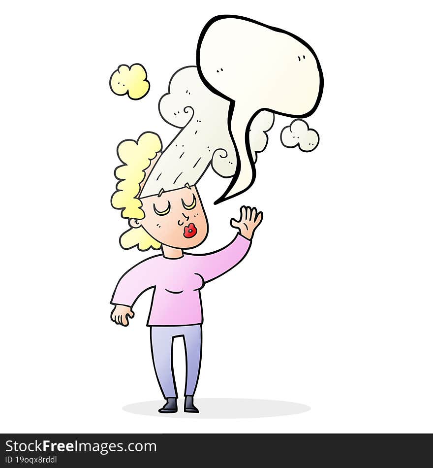 speech bubble cartoon woman letting off steam