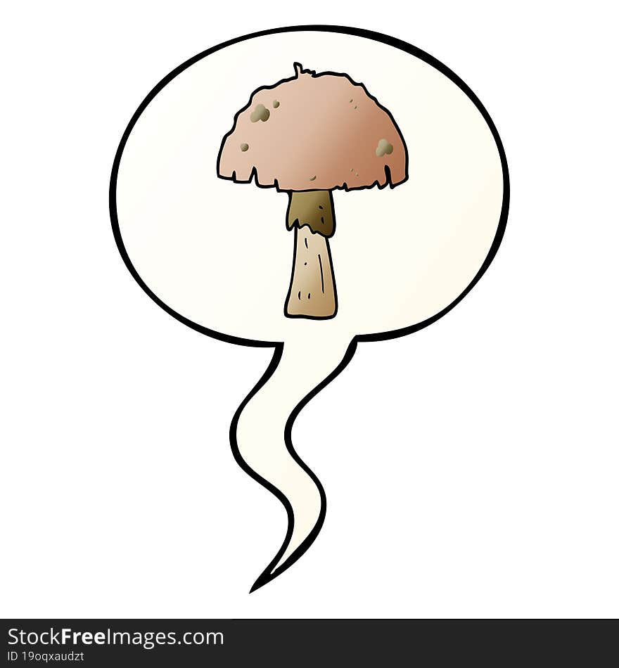 cartoon mushroom and speech bubble in smooth gradient style