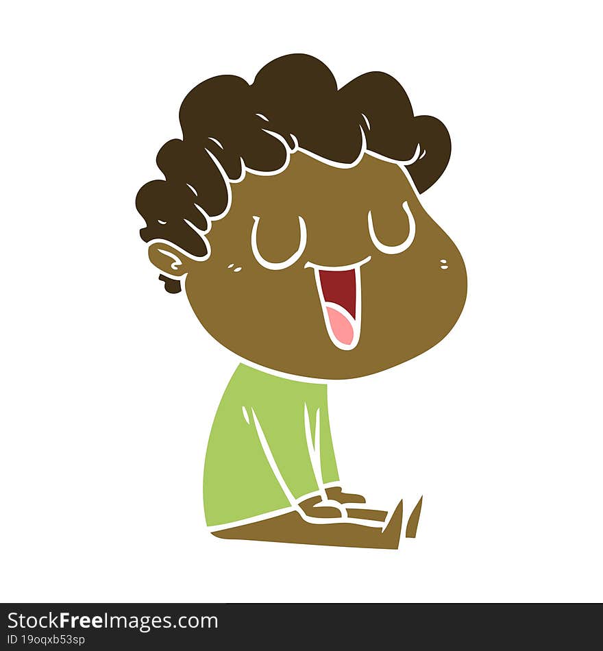 laughing flat color style cartoon man