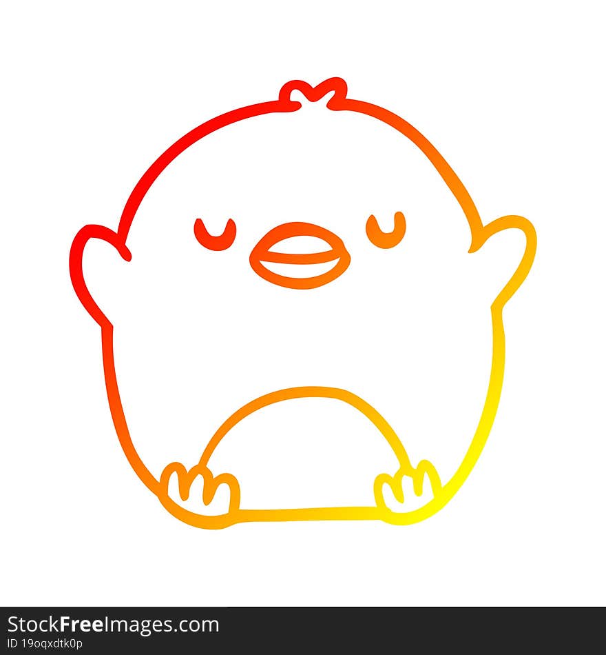 warm gradient line drawing cute penguin