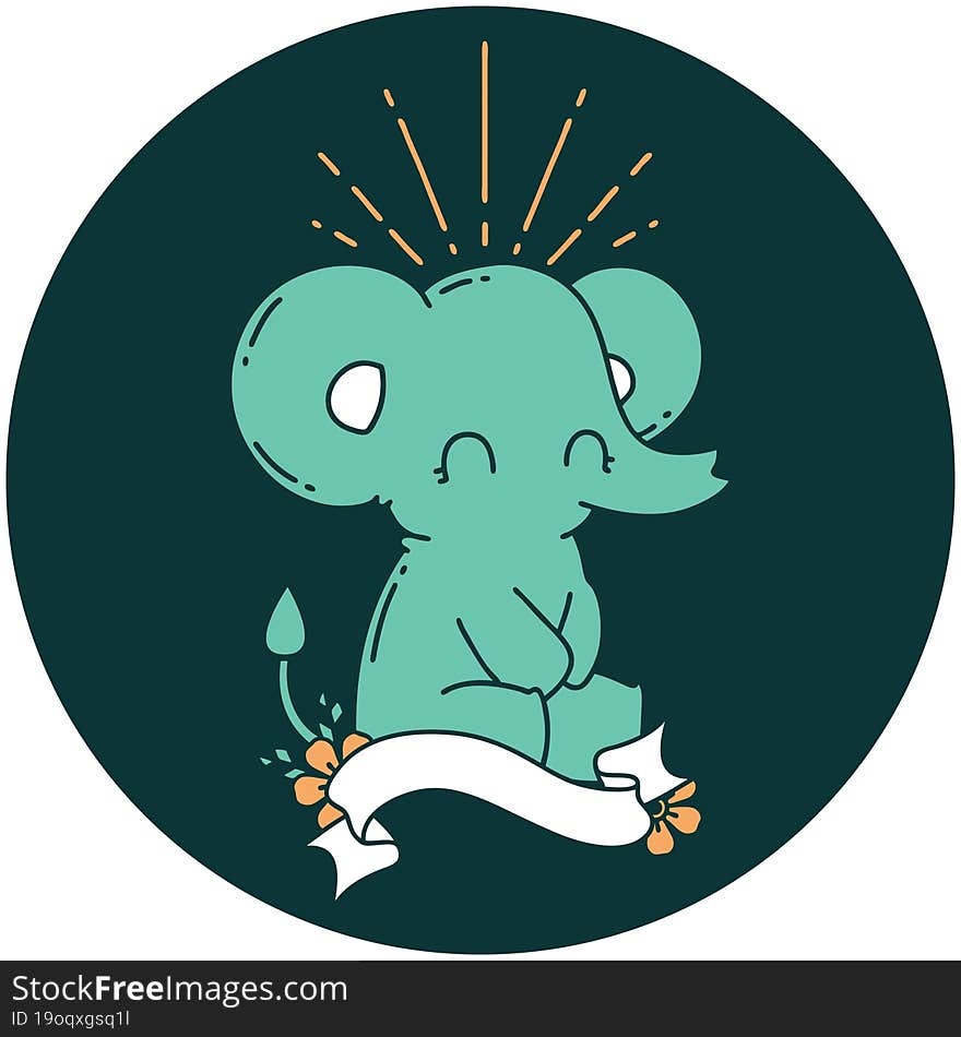 Icon Of Tattoo Style Cute Elephant