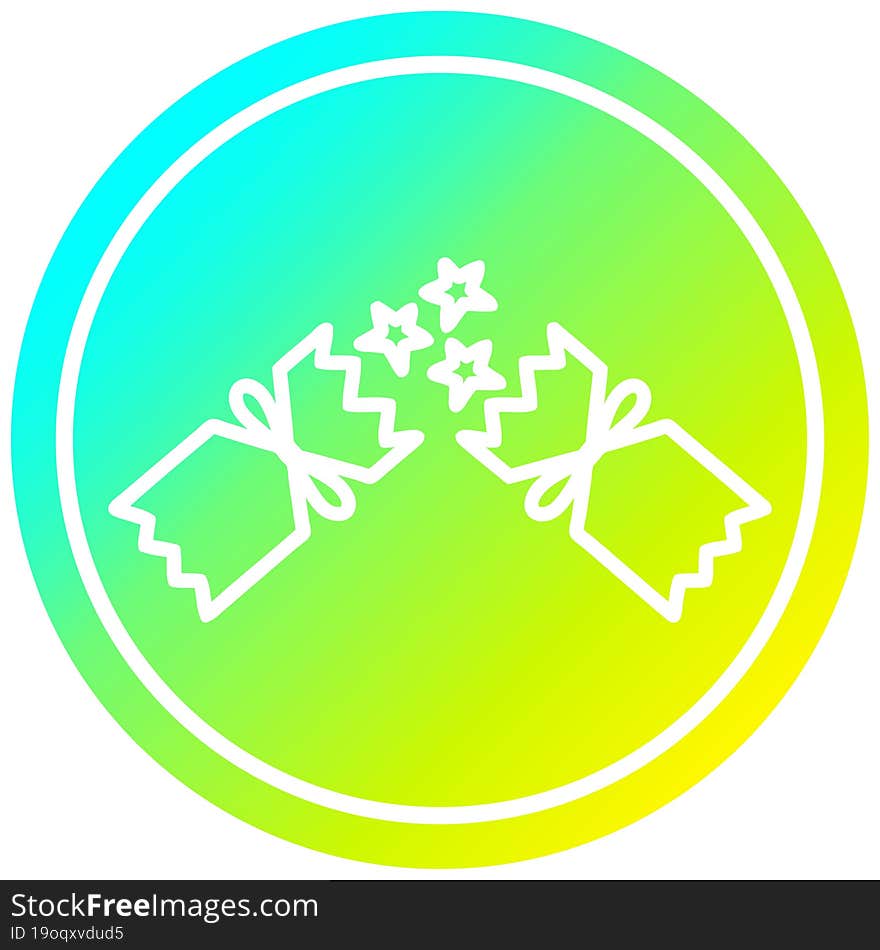 exploding christmas cracker circular icon with cool gradient finish. exploding christmas cracker circular icon with cool gradient finish