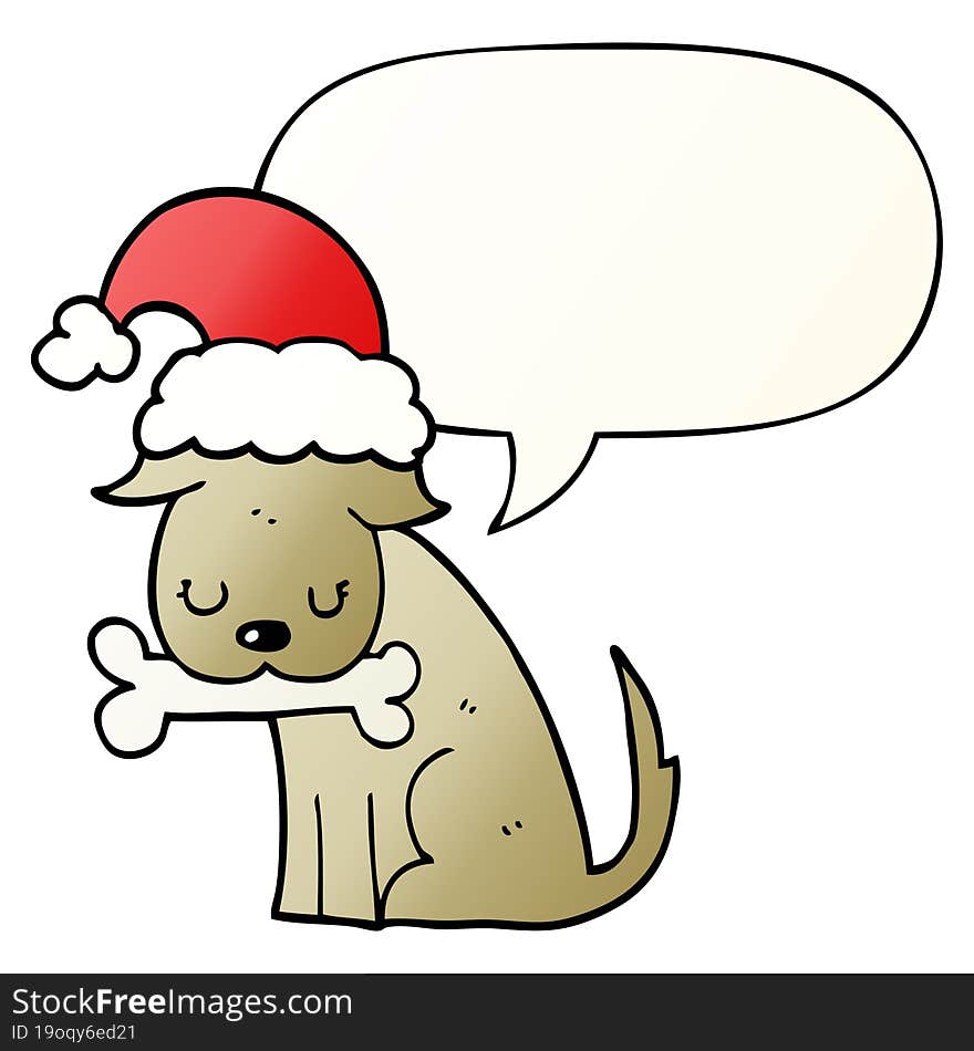 cute christmas dog with speech bubble in smooth gradient style